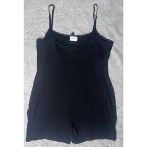 New Skims Black Ribbed Rosette Onepiece Short Romper 3X